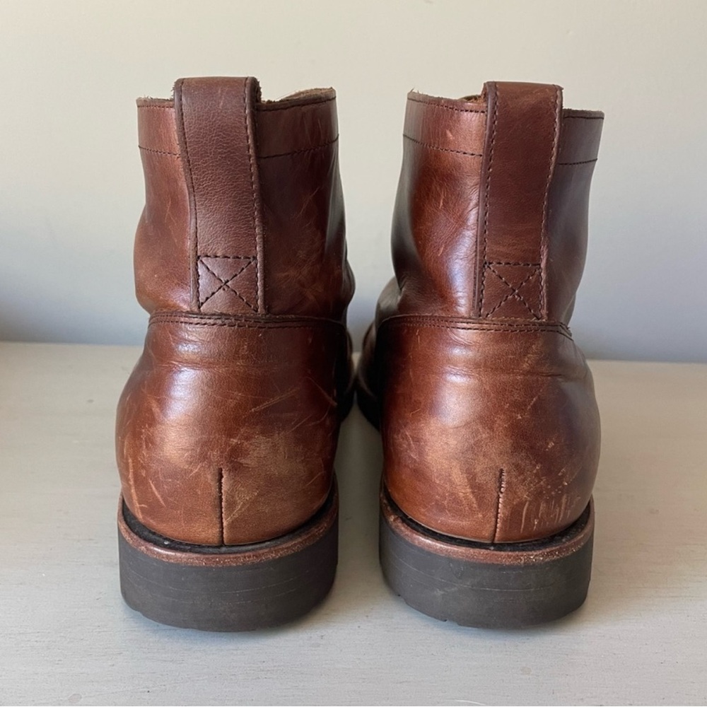 J. Crew Kenton Brown Tobacco Leather Cap Toe Men's Boots - Picture 6 of 13